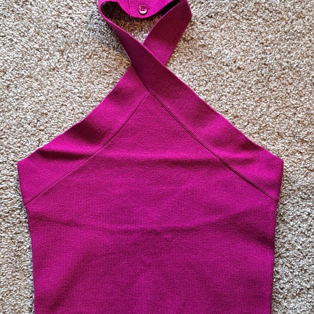 NWT ๐ ๐ผ๐ป๐ฟ๐ผ๐ Sweater Knit Halter Tank Top - Raspberry Rose - Med (8-10) - Picture 3 of 9